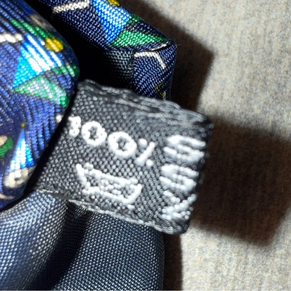 Salvatore Ferragamo Silk Tie Navy Whimsical‎ Gnome Elf Umbrella Print Novelty